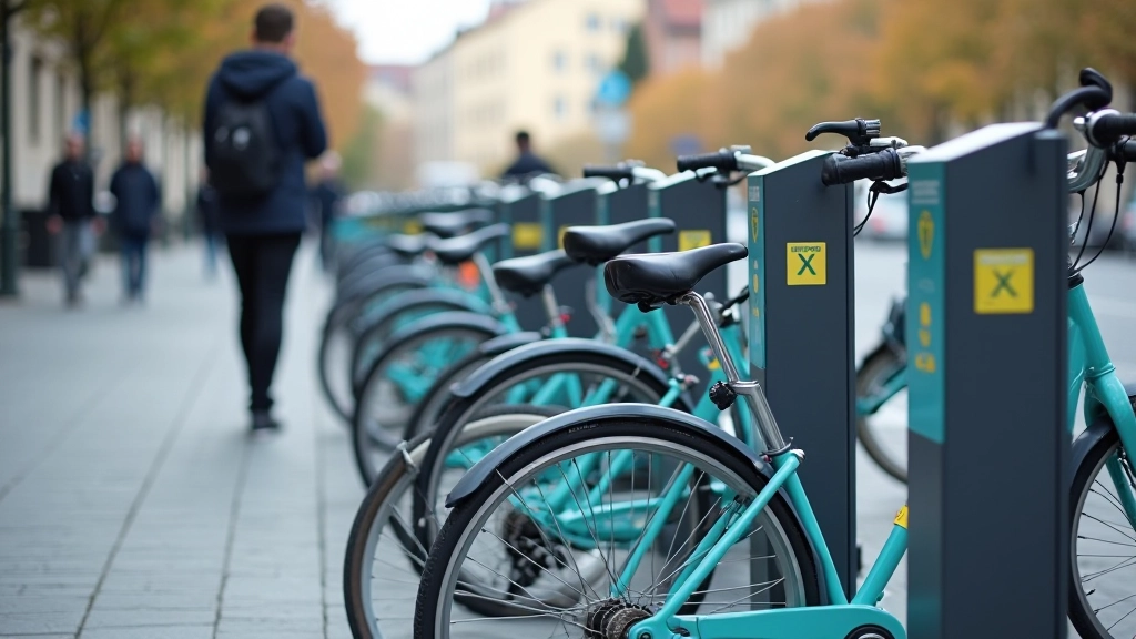 Modern bike-sharing station in Prague