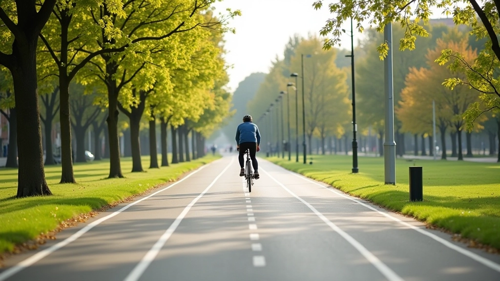 Scenic cycling path through Prague with modern bike infrastructure
