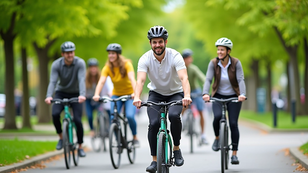 Cyclists gathering at Stromovka park with bikes and scenic park background